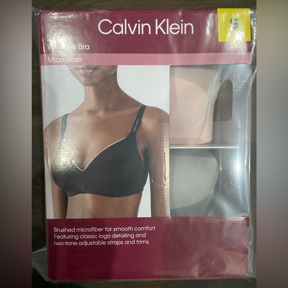 2-Pack Microfiber Wireless V-Neck Bra - Pink & Gray 34B